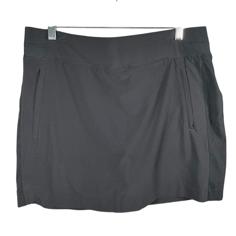 Athleta Women Skort Size 14 NWOT Front Zip Pockets Black Active Wear Tennis Golf